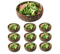 Licsaliwe 300ml Coconut Bowls, 10-Pack Natural Biodegradable Coconut Bowls with Non-Slip Base for Salad, Yogurt, Fruit, Vegan Gifts & Kitchen Use