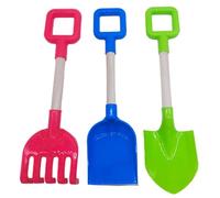 Licsaliwe ABS Plastic Kids Beach Shovel Set 3Pcs - Sandbox Tools with Wooden Handle for Building Sculpting Digging