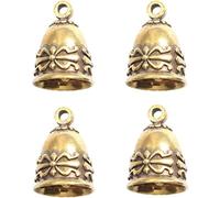 Licsaliwe Antique Brass Jingle Bells, 4Pcs Vintage Hanging Ornaments for Christmas Craft Keychain Decor