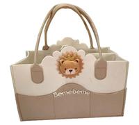 Licsaliwe Baby Caddy Organizer Thicken Cartoon Felt Multifunctional Portable Baby Diaper Caddy Nursery Storage Bag for Mom Kids