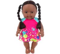 Licsaliwe Black Baby Doll with Movable Joints, 12 Inch American African Realistic Doll with Dress and Braids, Dark Skin for Kids Gifts