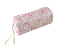 Licsaliwe Bow Pattern Zipper Closure 7.7x3.5x2.8 Polyester Cosmetic Bag for Women Portable Cute Toiletry Case for Travel, Stationery Storage