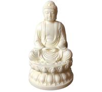 Licsaliwe Buddha Statue, Sitting Buddha Statue Indoor with White Ivory Fruit Finish for Home, Small Meditation Zen Decor for Shelf, Desk and Car