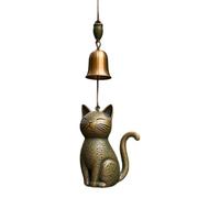 Licsaliwe Cat Wind Chimes for Outside, 7.9 Inch Length Brass Cat Windchime, Hanging Small Wind Chimes for Outside Garden Yard Porch Small for