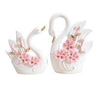 Licsaliwe Ceramic Swan Figurine, Set of 2 - Elegant Swan Statue for Home Decor, Romantic Table Centerpiece for Living Room, Wedding