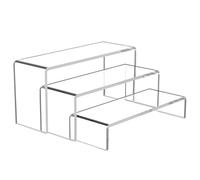 Licsaliwe Clear Acrylic Display Risers, 3Pcs Display Stand, Tabletop Riser Shelf for Collectibles Figures, Cupcake, Perfume, Makeup