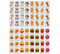 Licsaliwe Dog Pattern Push Tile Game, 64PCS Plastic Mahjong Set for Kids & Adults/1.2x0.9x0.6 Inch