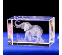 Licsaliwe Elephant Figurine 3D Internal Engraving White Elephant Statue Elegant Clear Crystal for Home Desk Decor, Unique Present & Collectible Ornament
