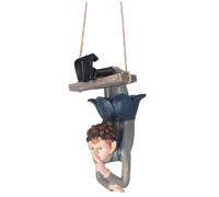 Licsaliwe Elf Figurine, Hanging Upside Down on Swing Fairy Figurines, Unique & Creative Resin Statue for for Fairy Garden, Outdoor & More