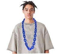 Licsaliwe Fake Chains Plastic Chain, Hip Hop Rapper Fake Chain Chunky Big Necklace 80s 90s Costume Necklace Accessory Dress Up Party Props, Blue