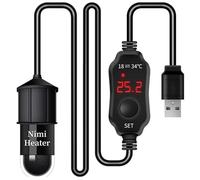 Licsaliwe Fish Tank Heater, USB Aquarium Heaters, 10W Heating Rod with LED Display and Built-in Thermometer for Freshwater Tanks, Salt Water Pools, Turtle Tank