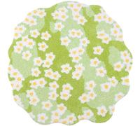Licsaliwe Flower Rug, Irregular Soft Bath Mat with Small White Flowers, Non Slip Moss Carpet, 39.4x39.4 Inch Washable Rugs for Bedrooms Living Room Home Decor(Style 1)