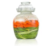 Licsaliwe Glass Pickle Container, 2.5L Wide Mouth Fermentation Jar with Airlock Lid, Traditional Kimchi Containers with Bowl Cap for Pickling Kimchi Sauerkraut
