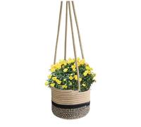 Licsaliwe Hanging Planter Basket, Woven Jute Rope Plant Holder, Hanging Flower Basket for Indoor Outdoor Decor
