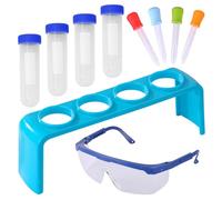 Licsaliwe Kids Test Tubes Kit 10PCS, PP Scientific Educational Test Tubes for Children with Safety Goggles Tube Rack Pipettes/4x50ml