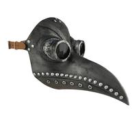 Licsaliwe Latex Plague Doctor Mask with Long Nose, Steampunk Adjustable Halloween Mask for Cosplay and Halloween Costume Parties(Black+silver)