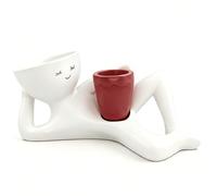 Licsaliwe Lazy Guy Yellow Resin Funny Planter for Succulents - Cute Plant Pot with Unique Lying Down Figure Design for Home Desk Garden Decor, Red