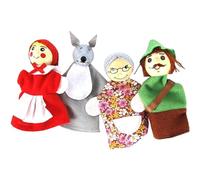 Licsaliwe Little Red Riding Hood Hand Puppets 4Pcs/Set, Interactive Role Playing Cartoon Puppet Theater for Kids Toddlers Storytelling