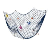 Licsaliwe Mediterranean Fish Net Decorations - Under the Sea Party Decor with Shells for Home Bar Ceiling Wall Photography Prop/79x39, Blue