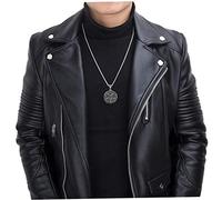 Licsaliwe Men's Stainless Steel Pendant Satan Sigil Lucifer Baphomet Inverted Pentagram Chain Necklace 26 Inch