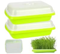 Licsaliwe Microgreens Growing Tray Kit, 2PCS Seed Sprouting with Lids for Hydroponics Mung Beans/13x10 Inch