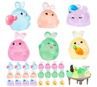 Licsaliwe Mini Bunny Figurines 30PCS, Resin Glow in the Dark Rabbit Shape Miniature Animals Figures for Micro Landscape Garden DIY Home Decor