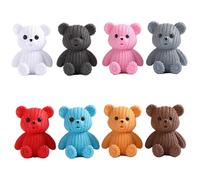 Licsaliwe Mini Resin Teddy Bear Figurines, 8Pcs Colorful Cute Sweater Bears Desktop Ornaments, Car Interior Tiny Bear Statues, Animals Sculpture Landscape DIY Crafts for Home Party Decor