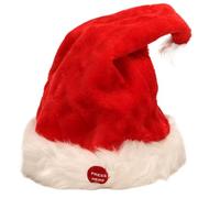 Licsaliwe Music Swinging Electric Santa Hat, Battery Operated Singing Funny Toy Hat with White Plush Ball for Christmas