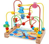 Licsaliwe Natural Wooden Bead Maze Toy for Toddlers, Spatial Reasoning Roller Coaster Toy, Early Education Hand-eye Coordination Building Block