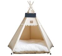 Licsaliwe Pet Teepee Tent - Portable Dog & Cat Teepee with Cushion, 20 Inch Tall Washable Indoor Bed under 7Kg