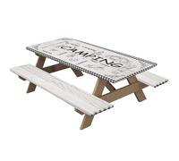 Licsaliwe Picnic Table Cover, 3Pcs Resistant Fitted Picnic Table Covers, Windproof Elastic Tablecloths with Bench Covers for Rectangle Tables Easy to Clean/72x30 Inch
