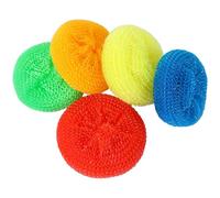 Licsaliwe Plastic Dish Scrubbers, 5Pcs Nylon Dish Scrubber, Plastic Pot Round Non Scratch Mesh Pads for Kitchen Cleaning, Color Random