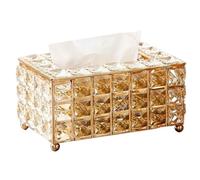 Licsaliwe Rectangle Tissue Box Cover Gold, Elegant Decorative Tissue Holder for Living Room Desk Table, Modern Acrylic Napkin Box Organizer