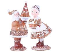 Licsaliwe Santa Couple Figurines Set, Mr. and Mrs. Santa Resin Statue, Vintage Brown Tabletop Decor for Fireplace, Bookshelf, Christmas Display
