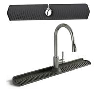 Licsaliwe Silicone Sink Splash Guard, 30 Inch Foldable Mat - Adjustable Lock Guard for Kitchen Behind Faucet, Counter Protection(Black)