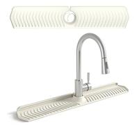 Licsaliwe Silicone Sink Splash Guard, 30 Inch Foldable Mat - Adjustable Lock Guard for Kitchen Behind Faucet, Counter Protection(Beige)