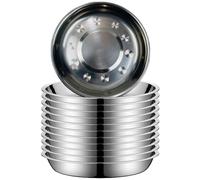 Licsaliwe Stainless Steel Bowls 12PCS, Round Wide Metal Mixing Bowls with Flat Base for Small Dogs Cats Meal Prep Cooking/ 6x1 Inch