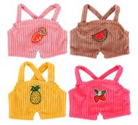 Licsaliwe Stuffed Animal Clothes Set, 4-Piece Cartoon Pattern Kawaii Duck Outfits, Replacement Reusable Plush Doll Accessories for 12 Inch Dolls