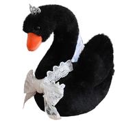 Licsaliwe Swan Stuffed Animal Plush Toy, 15 Inch Realistic Black Swan with Crown, Valentine's Day Gifts for Women and Girls