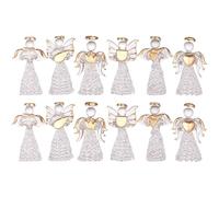 Licsaliwe Transparent Glass Angel Ornaments, 12Pcs Mini Prayer Guardian Hanging Decor for Indoor Outdoor Religious Christmas Tree