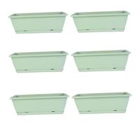 Licsaliwe Ventilated Window Planter Box 6PCS, PP Rectangle Planter with Tray 16.9x7.1x6.3 Flower Vegetable for Balcony Windowsill Garden, Green