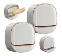Licsaliwe Wall Mounted Soap Dish 2PCS, Waterproof Shower Bar Soap Holder with Drain Tray Self Draining Shampoo Bar Holder for Bathroom