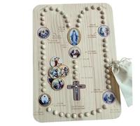 Licsaliwe Wooden Rosary Prayer Board with Mystery Cards & Beads, Educational Catholic Tool for Kids Concentration