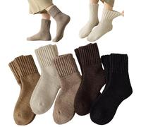 Licsaliwe Wool Socks Warm Thick Mid-Calf, 5 Pairs Soft Comfy Boot Socks for Women in Fall and Winter Season
