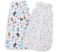 Lictin Baby Sleeping Bag 0.5 Tog-100% Cotton 2 PCS Baby Wearable Blanket Sleeping Sack with Adjustable Length 65-85cm for 3 to 18 Months Infant