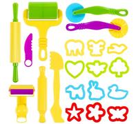 Lictin Dough Tools and Cutters, 20Pcs Kids Toddlers Modeling Clay Tools Set, Plastic Dough Accessories Clay Extruders Rollers Molds