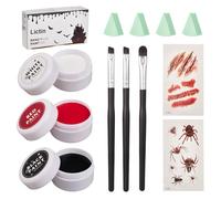 Lictin Face Paint, Face Painting Kit Set with 3 Face and Body Makeup Colours With Brushes, Ideal for Parties ,Performances,Cosplay，Zombies, Vampires, Monsters, and other Halloween Makeup Looks