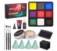 Lictin Face Paint,with 9 Face and Body Makeup Colours as well as Special Effects Blood Products, Ideal for Parties ,Performances,Cosplay，Zombies, Vampires, Monsters, and other Halloween Makeup Looks