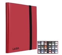 Lictin Trading Cards Album - 396 Side Loading Pocket with Elastic Strap, Card Binder Album Folder Card Collection Binder 22 Pages,18 Pockets Each Page(Red)