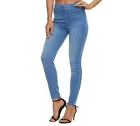 LICTZNEE Jeggings for Women High Waist, Stretchy Jeans Slim Fit Leg Pull on Jean with Pockets, Soft Breathable Cotton Blend, Light Denim, M